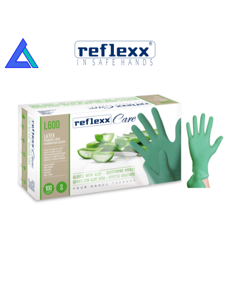 Guanti lattice senza polvere Reflexx ALOE VERA - Scat. 100 pz.