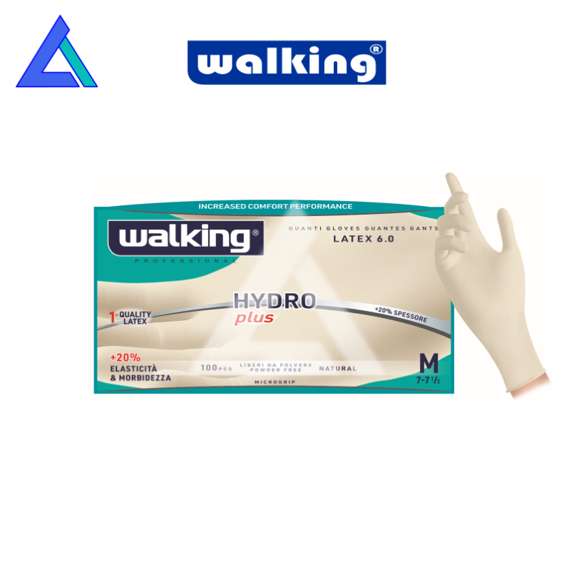 Guanti lattice senza polvere Walking HYDRO3 - Scat. 100 pz.