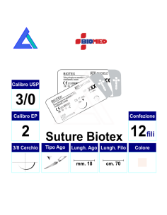 Sut. BIOTEX 3/0 3/8 R/C 18 mm. 70 cm.