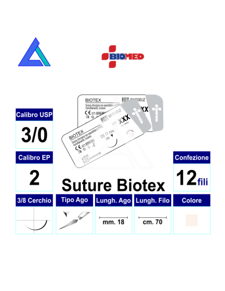 Sut. BIOTEX 3/0 3/8 R/C 18 mm. 70 cm.