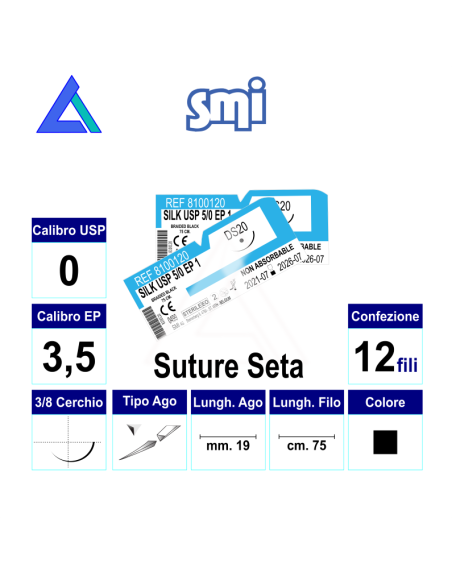 Sut. SETA NERA 0 3/8 R/C 19 mm. 75 cm.