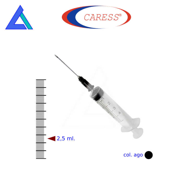 Siringhe 2,5 ml. luer centrale con ago 22G - Scat. 100 pz.