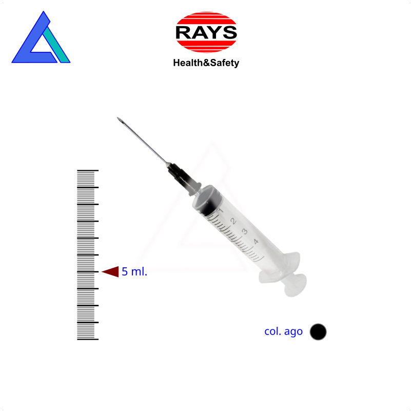 Siringhe 5 ml. luer centrale  con ago 22G - Scat. 100 pz.