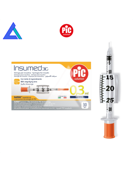 Siringhe PIC insulina 0,3 ml. ago 31G 8 mm. 100UI