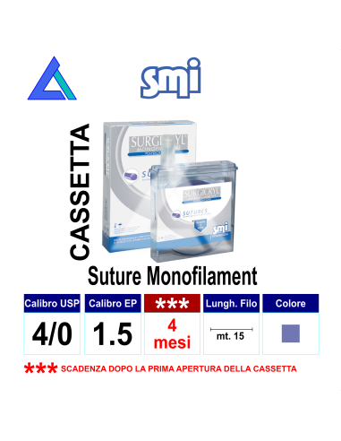 Sut. SURGICRYL MONOFILAMENT cassetta USP 4/0 15 mt.