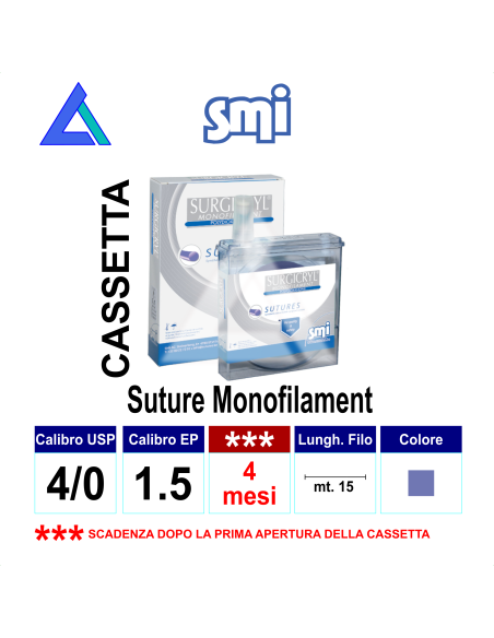 Sut. SURGICRYL MONOFILAMENT cassetta USP 2/0 15 mt.