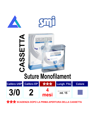 Sut. SURGICRYL MONOFILAMENT cassetta USP 3/0 15 mt.