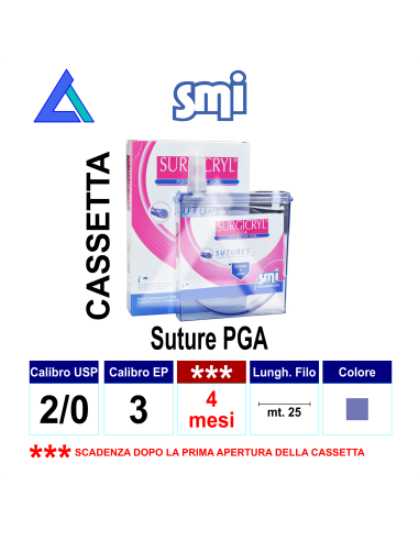 Sut. SURGICRYL PGA USP 2/0 cassetta 25 mt.