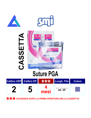 Sut. SURGICRYL PGA USP 2 cassetta 25 mt.