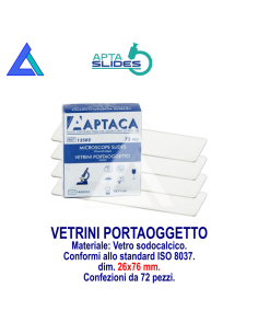 Vetrini portaoggetto 26x76 mm., molati banda sabbiata