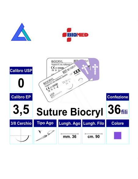 Sut. BIOCRYL 0 3/8 R/C 36mm. 90 cm.