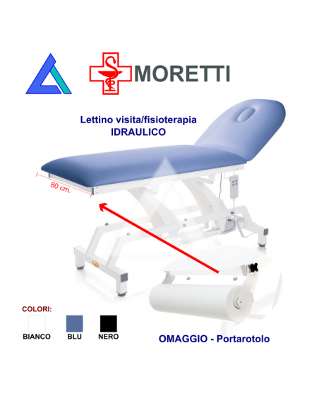 Lettino visita - idraulico - piano 80 cm. con portarotolo