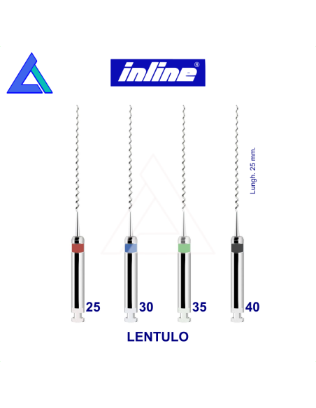 Lentulo spingipasta INLINE - 25 mm. 4 strumenti
