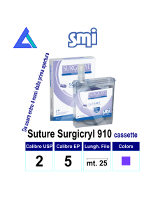 Sut. SURGICRYL 910 USP2 cassetta - Conf. 25 mt.