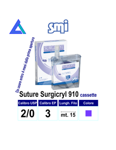 Sut. SURGICRYL 910 USP2/0 cassetta - Conf. 15 mt.